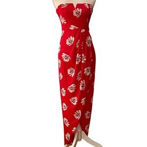 Express Red Strapless Floral Dress